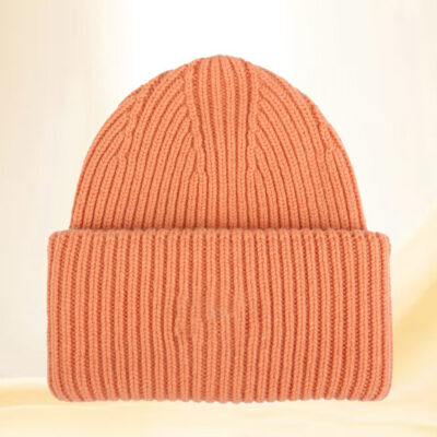 Merino Wool Knit Beanie – 100% Merino Wool Cuffed Winter Hat with Logo