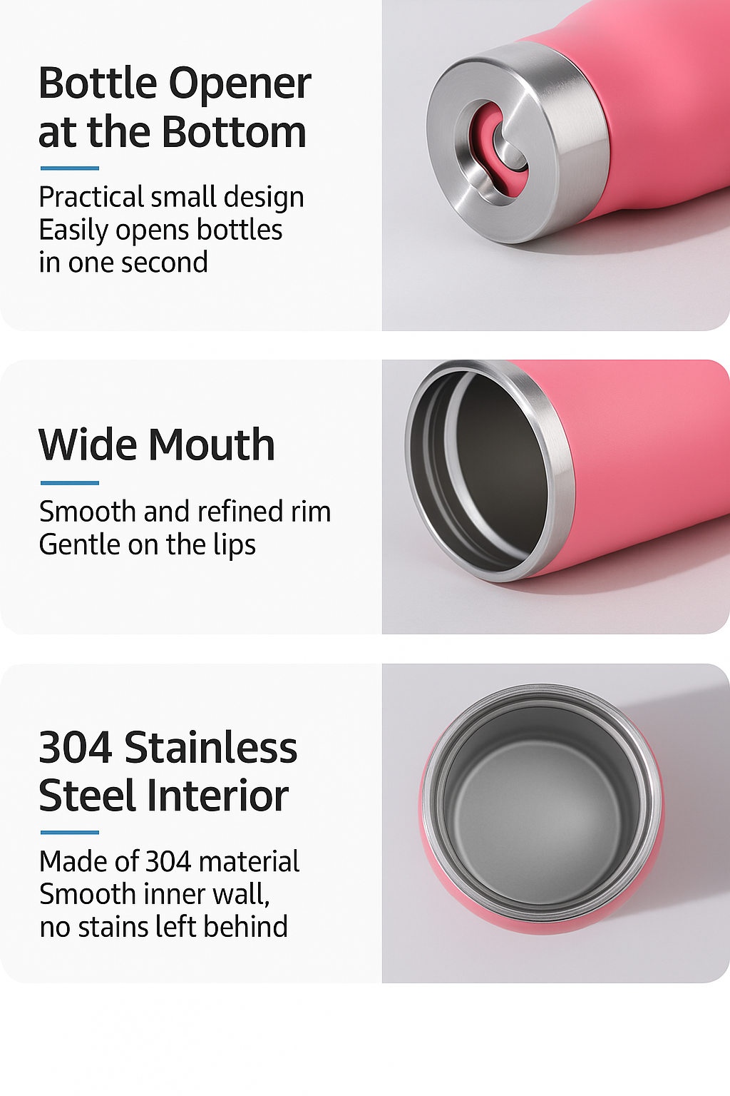 Custom 14oz Insulated Stainless Steel Beer Mug with Bottle Opener