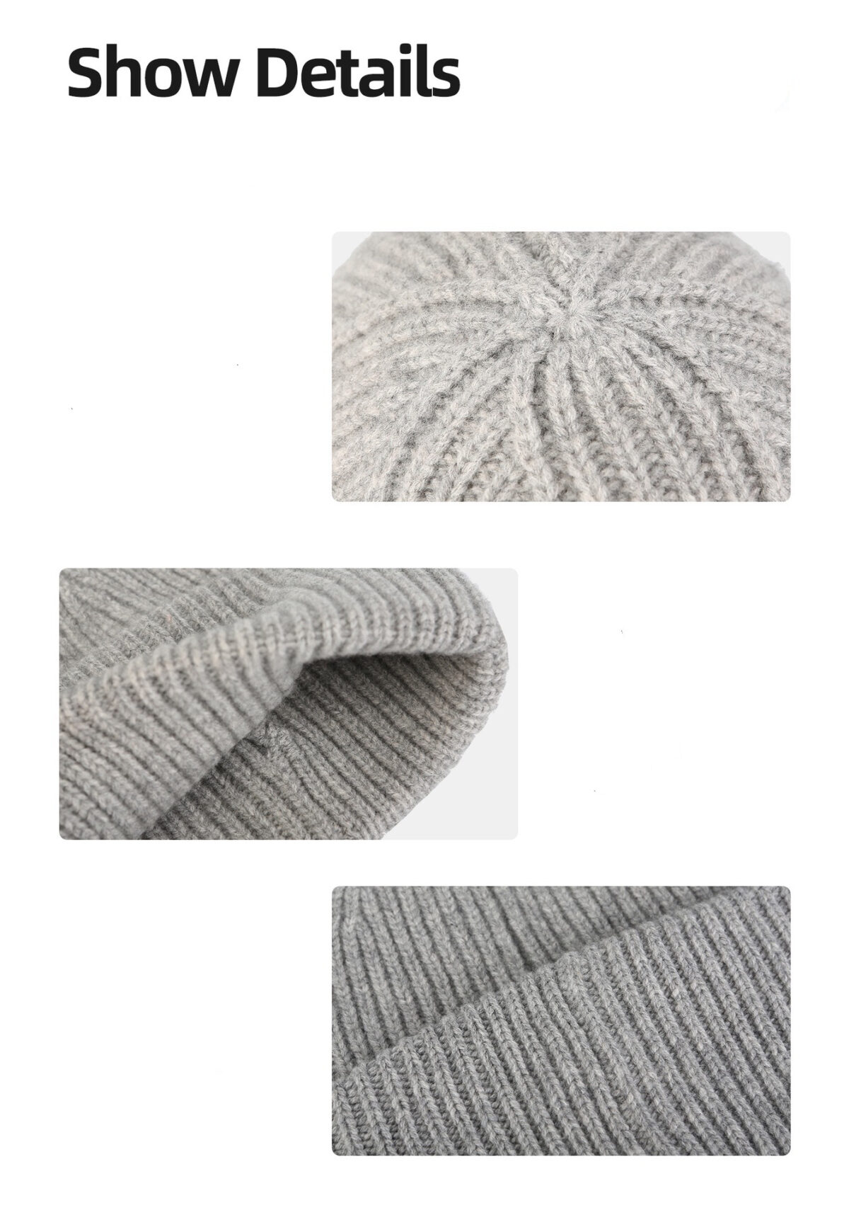 Merino Wool Knit Beanie – 100% Merino Wool Cuffed Winter Hat with Logo