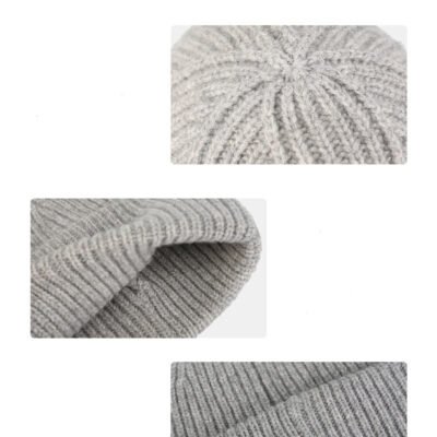 Merino Wool Knit Beanie – 100% Merino Wool Cuffed Winter Hat with Logo
