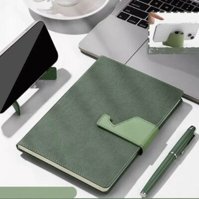 A5 Leather Notebook with Phone Stand & Logo Printing