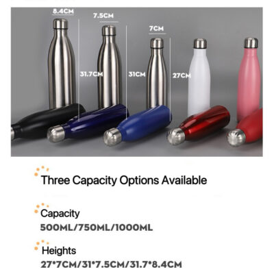 Stainless Steel Cola Shape Vacuum Insulated Bottle – 350ml/500ml/750ml/1000ml