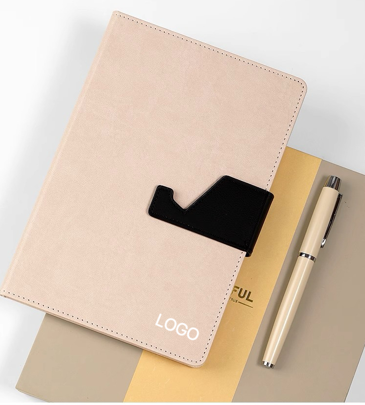 A5 Leather Notebook with Phone Stand & Logo Printing