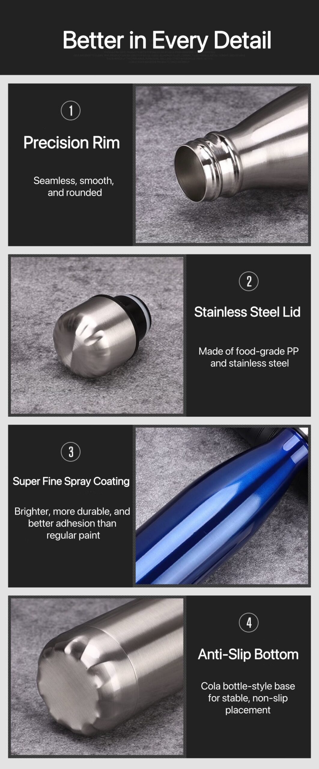 Stainless Steel Cola Shape Vacuum Insulated Bottle – 350ml/500ml/750ml/1000ml