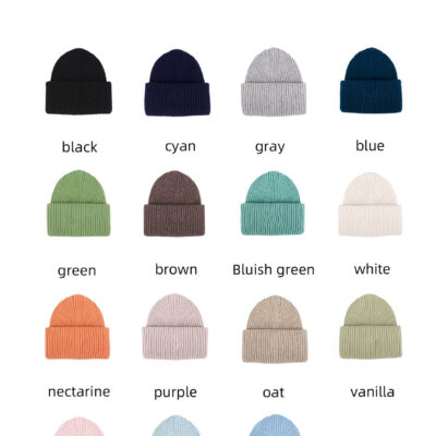 Merino Wool Knit Beanie – 100% Merino Wool Cuffed Winter Hat with Logo