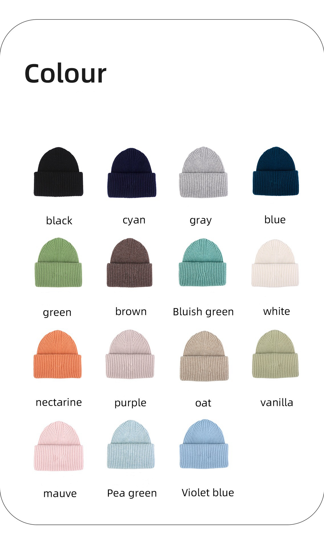 Merino Wool Knit Beanie – 100% Merino Wool Cuffed Winter Hat with Logo