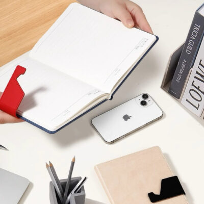 A5 Leather Notebook with Phone Stand & Logo Printing