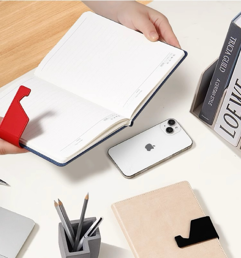 A5 Leather Notebook with Phone Stand & Logo Printing