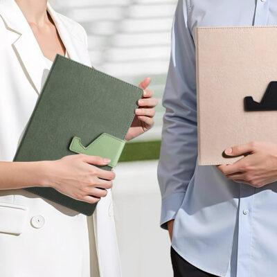 A5 Leather Notebook with Phone Stand & Logo Printing