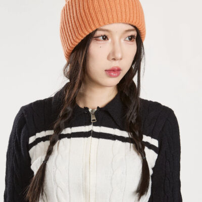 Merino Wool Knit Beanie – 100% Merino Wool Cuffed Winter Hat with Logo