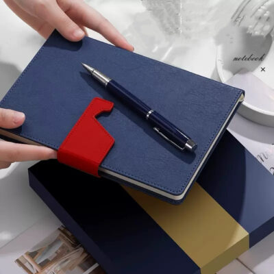 A5 Leather Notebook with Phone Stand & Logo Printing