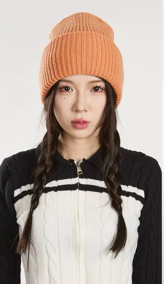 Merino Wool Knit Beanie – 100% Merino Wool Cuffed Winter Hat with Logo