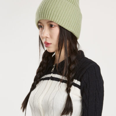 Merino Wool Knit Beanie – 100% Merino Wool Cuffed Winter Hat with Logo