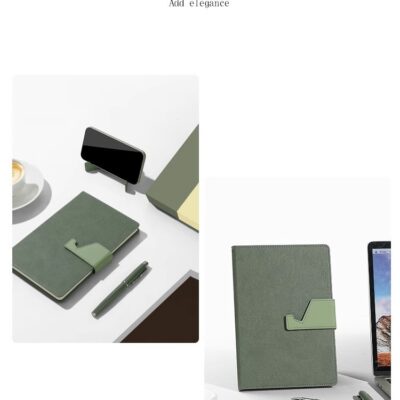 A5 Leather Notebook with Phone Stand & Logo Printing