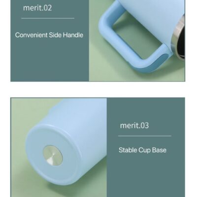 Custom Tumbler with Handle – Fits Car Cup Holders, Stainless Steel, Logo Printable